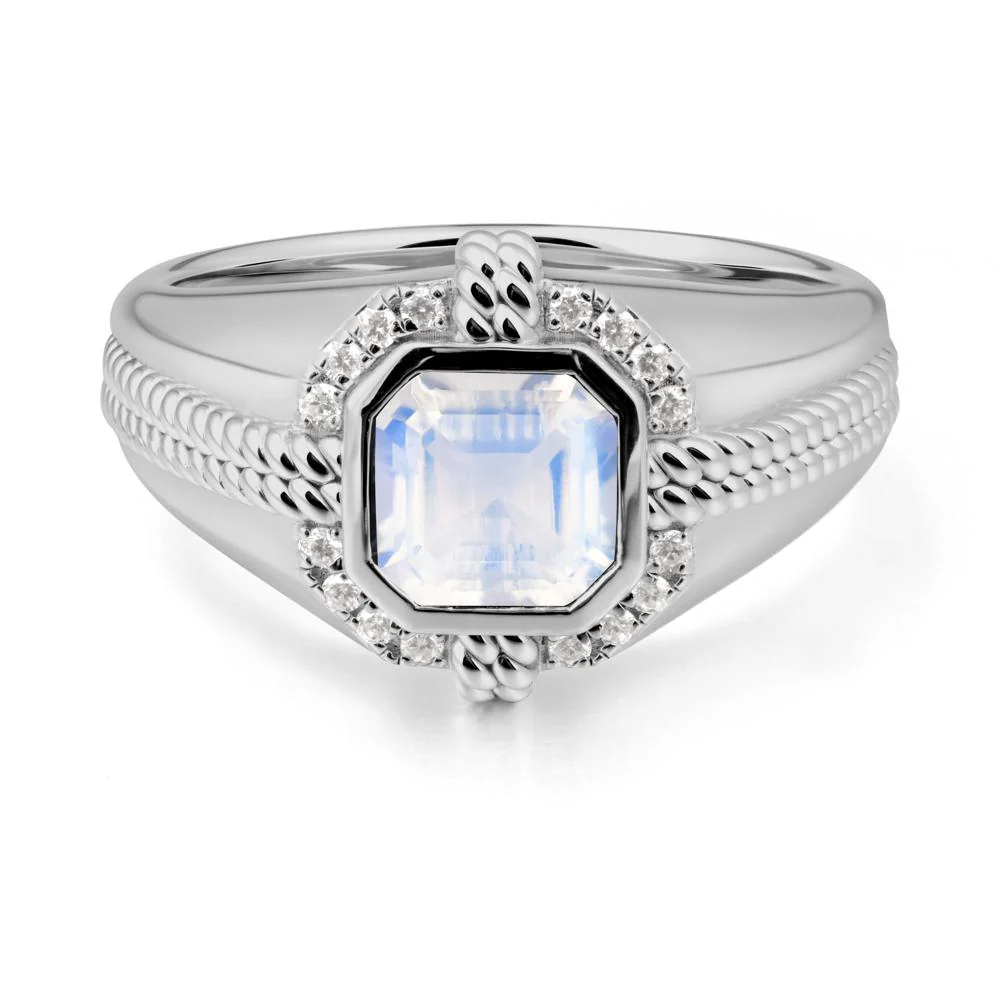 Men's Wide Band Moonstone Halo Ring - Image 9