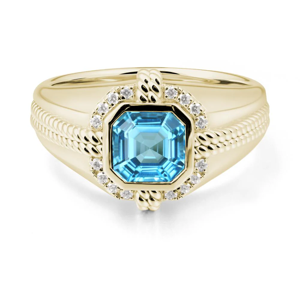 Men's Wide Band Swiss Blue Topaz Halo Ring - Image 3