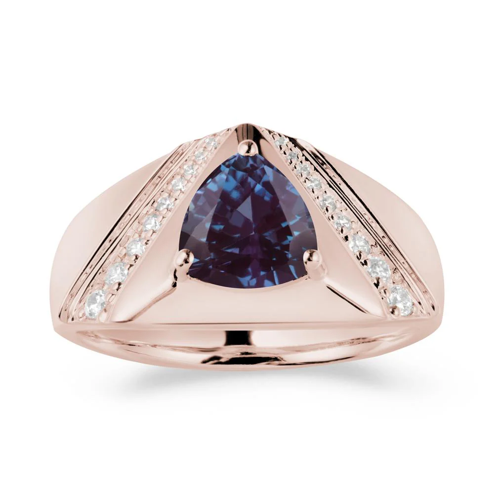 Men's Wide Band Trillion Alexandrite Statement Ring - Image 2