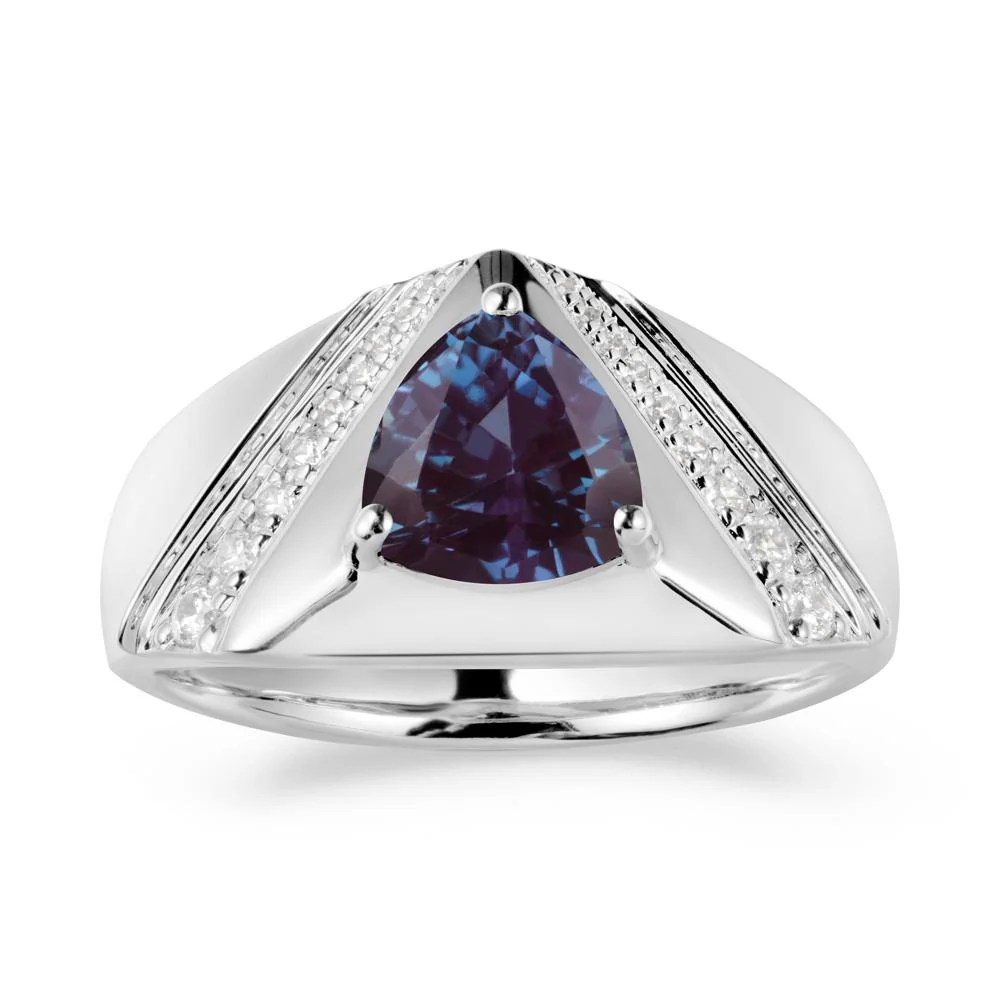 Men's Wide Band Trillion Alexandrite Statement Ring - Image 3