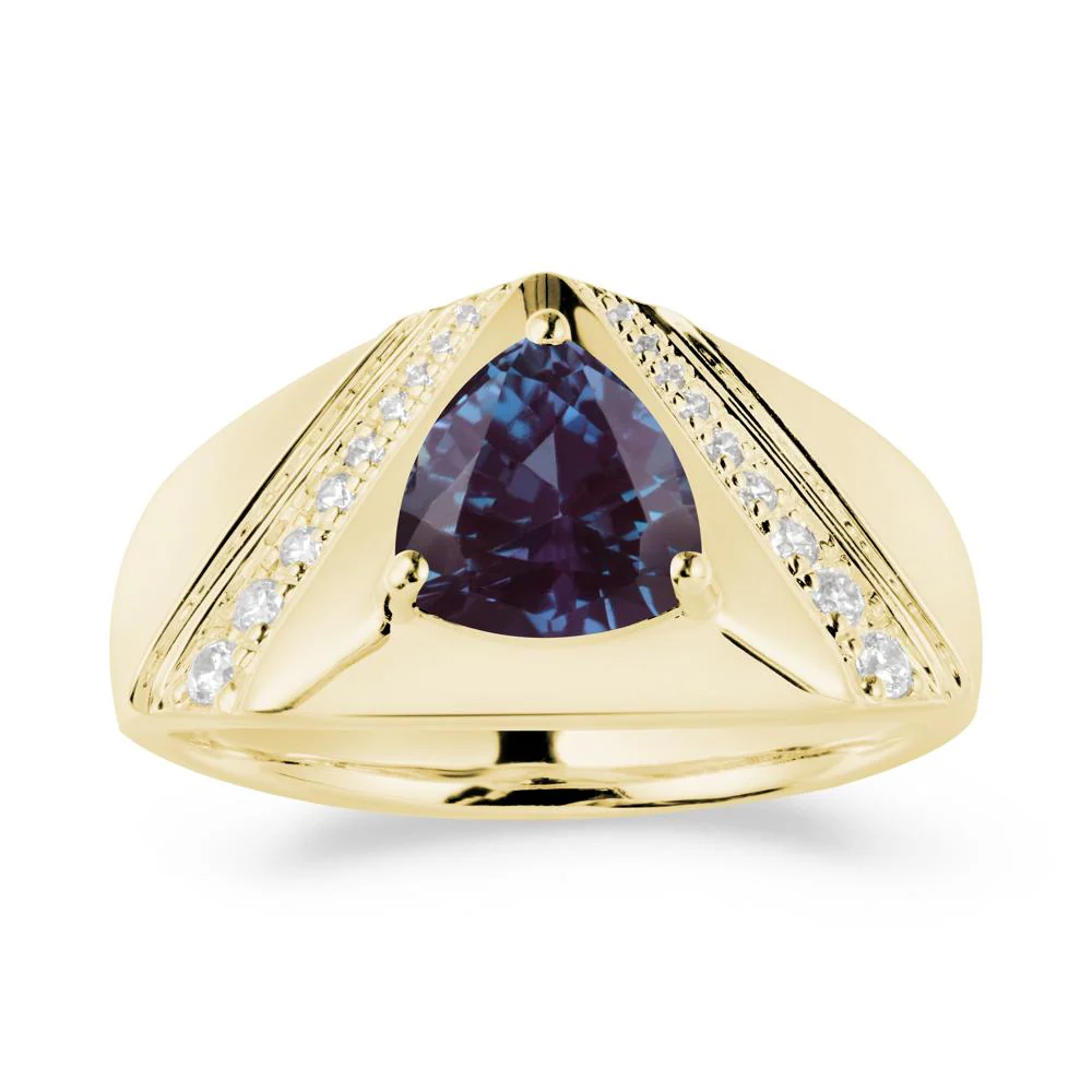 Men's Wide Band Trillion Alexandrite Statement Ring - Image 7