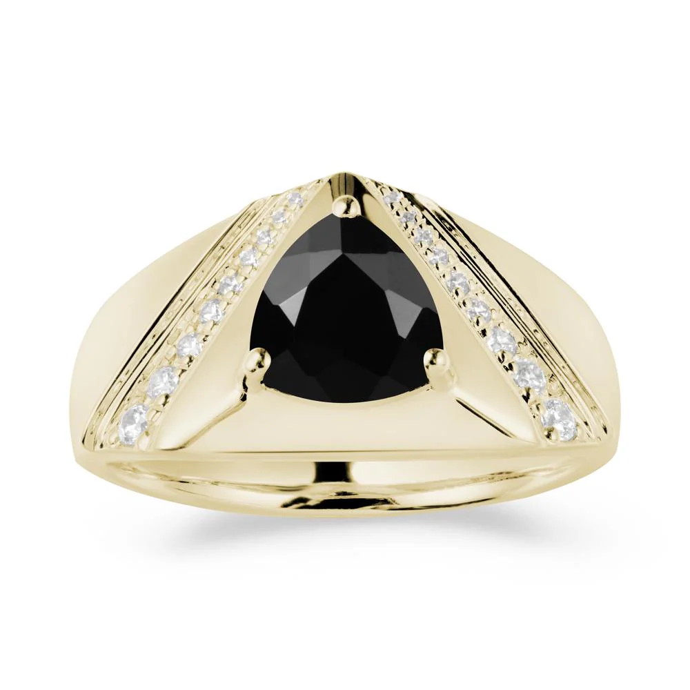 Simple Wide Band Black Spinel Ring for Men - Image 4