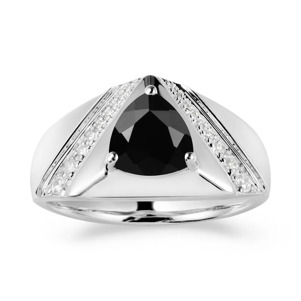 Simple Wide Band Black Spinel Ring for Men - Image 6