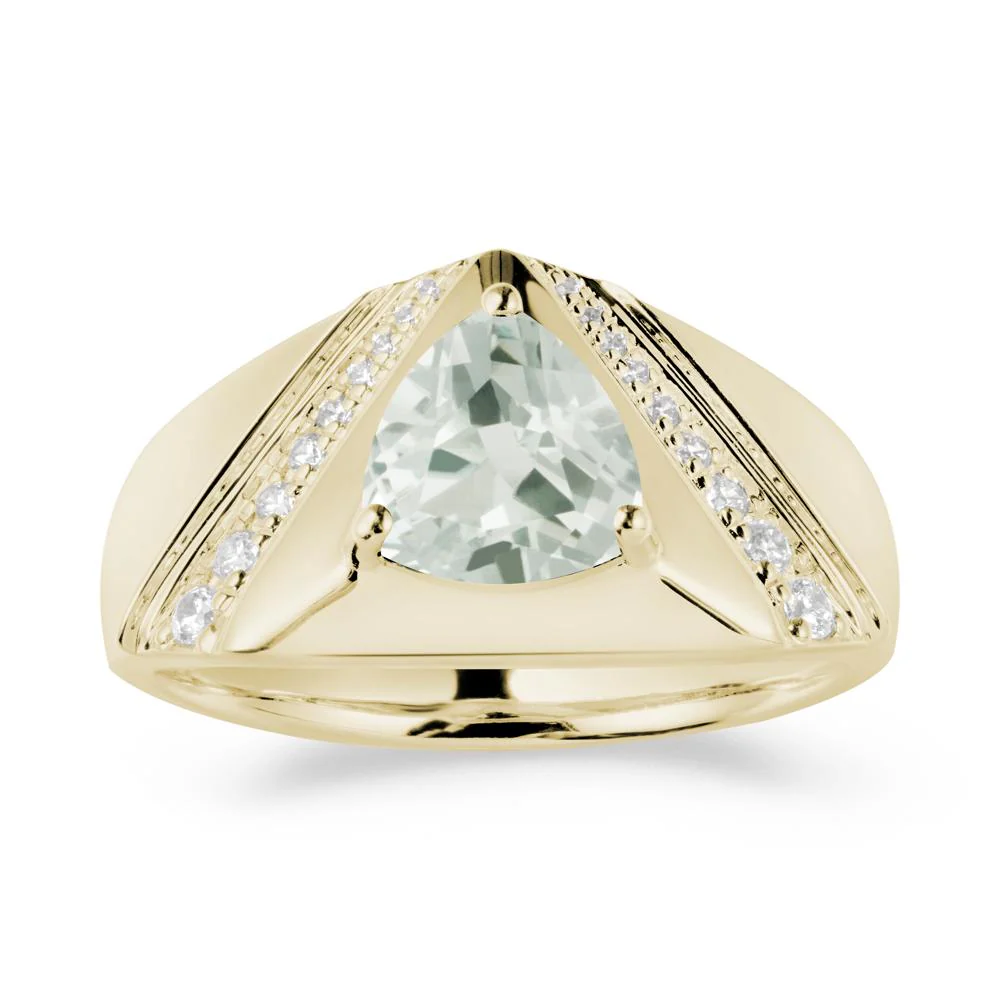 Trillion Cut Green Amethyst Men Ring