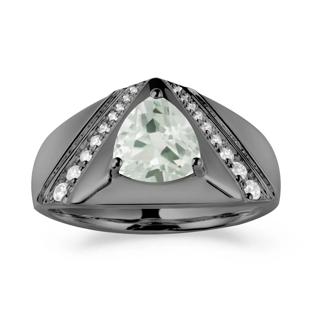 Trillion Cut Green Amethyst Men Ring - Image 3