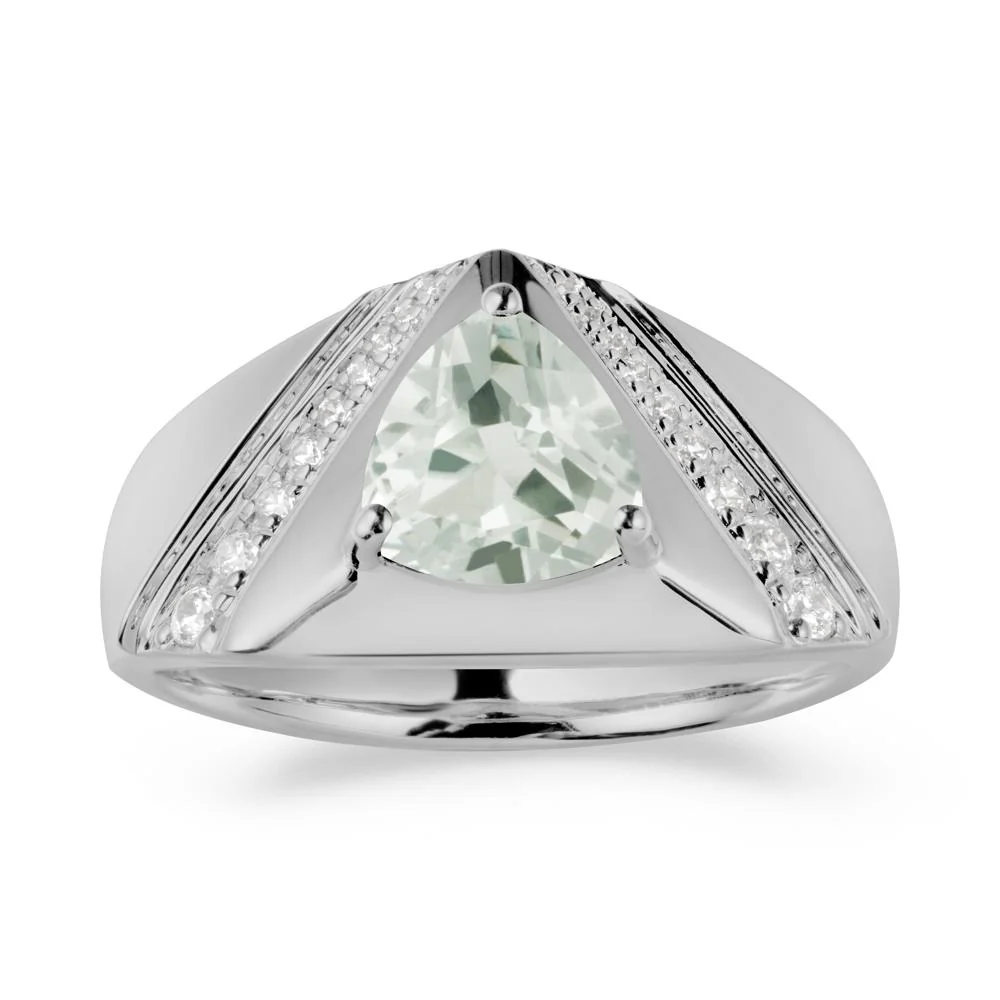Trillion Cut Green Amethyst Men Ring - Image 4