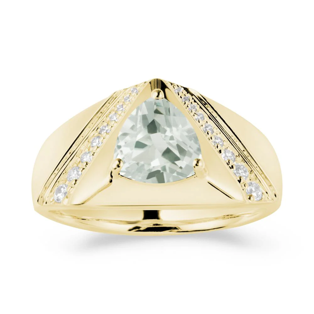 Trillion Cut Green Amethyst Men Ring - Image 5