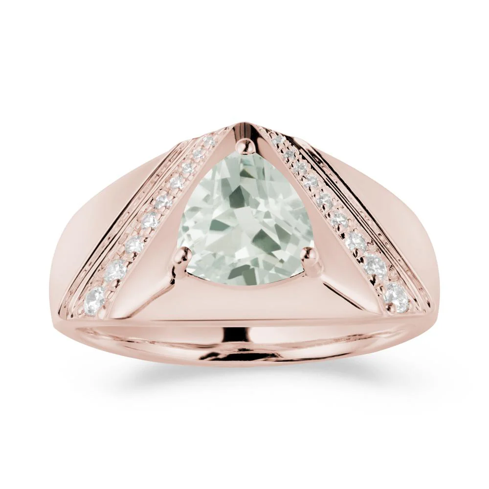 Trillion Cut Green Amethyst Men Ring - Image 7