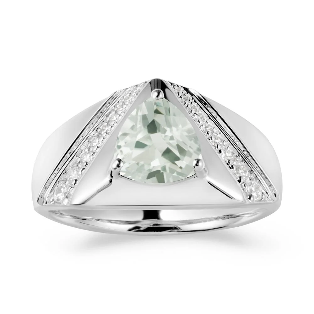 Trillion Cut Green Amethyst Men Ring - Image 8