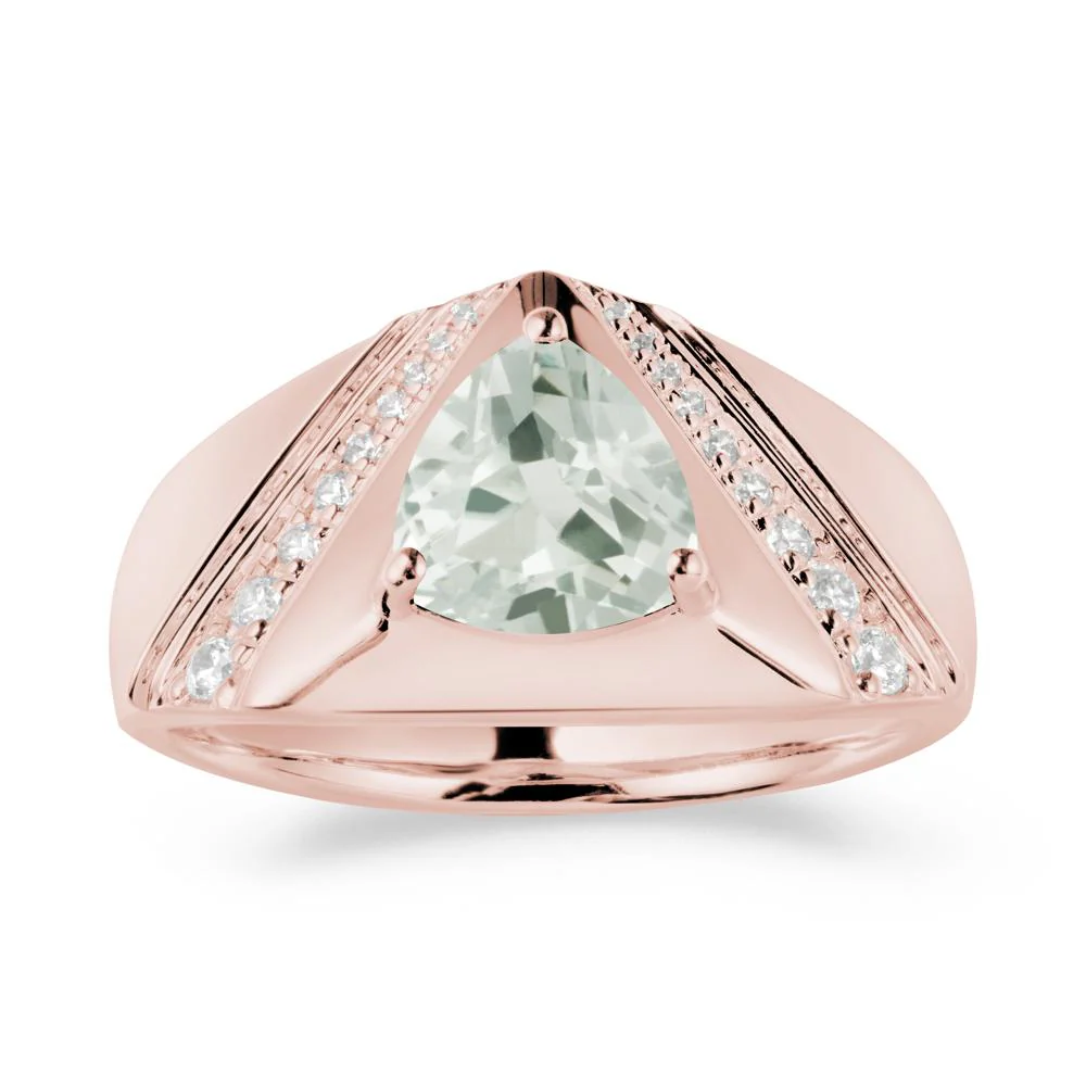 Trillion Cut Green Amethyst Men Ring - Image 9