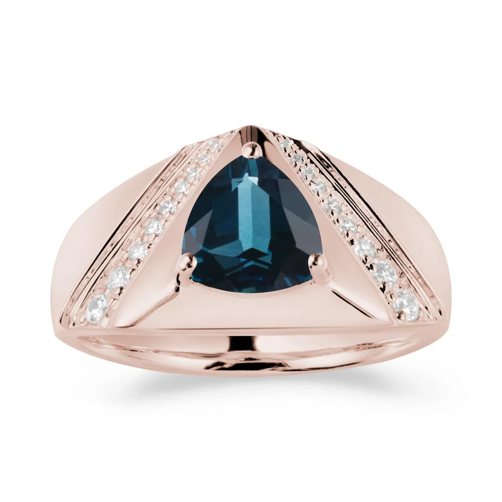 Simple Wide Band London Blue Topaz Ring for Men - Image 2