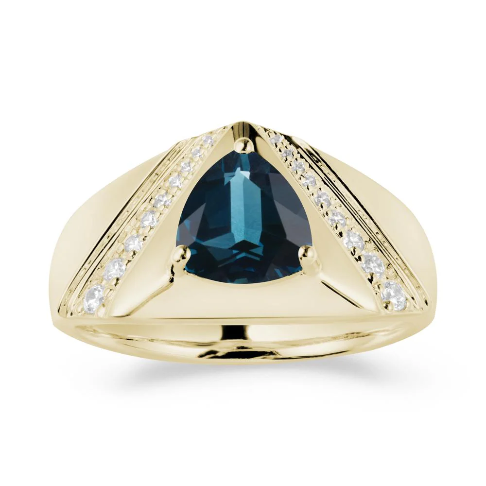 Simple Wide Band London Blue Topaz Ring for Men - Image 3