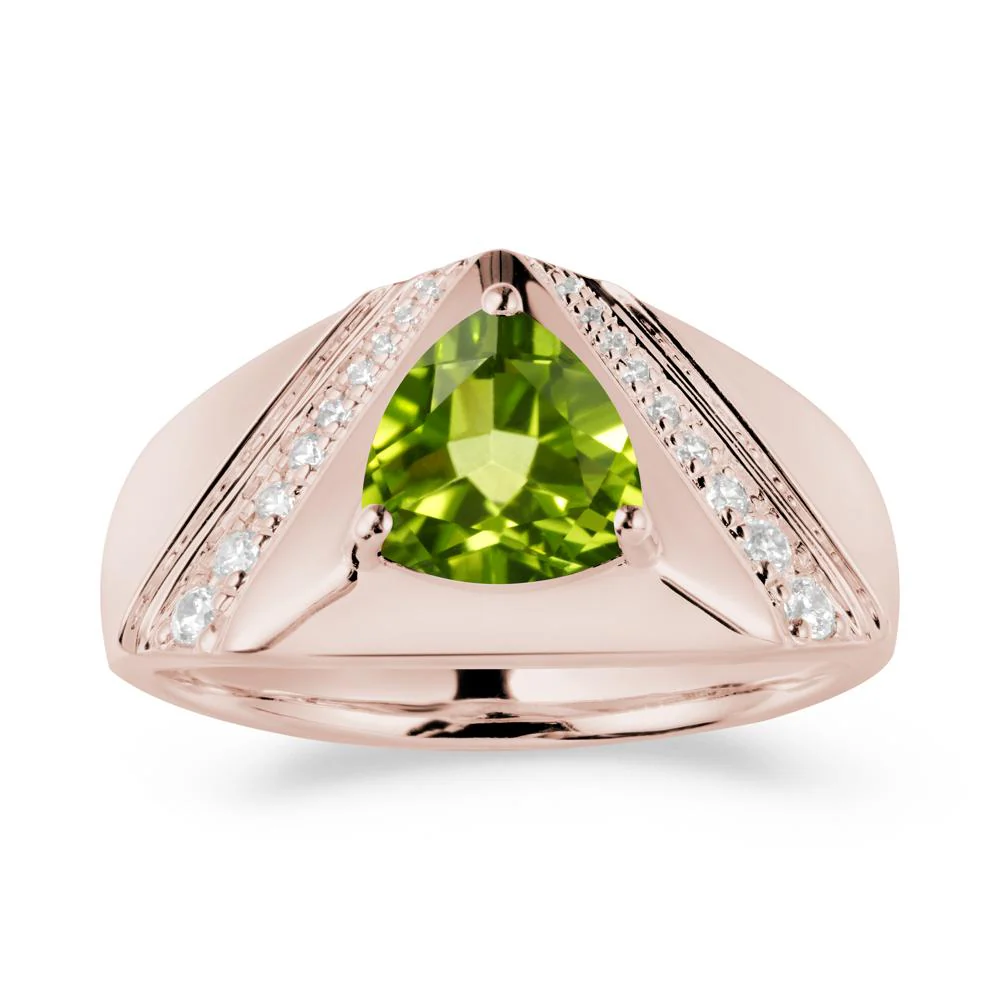 Trillion Cut Peridot Men Ring