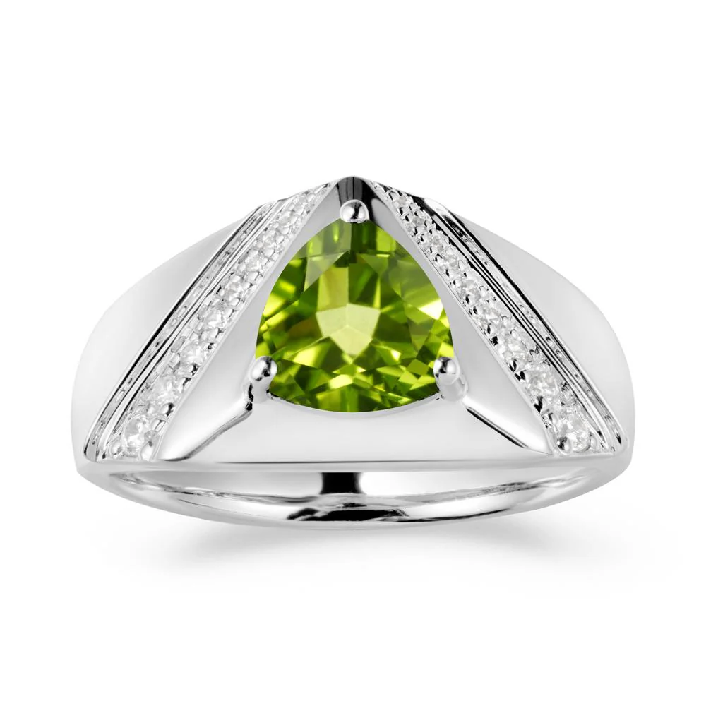 Trillion Cut Peridot Men Ring - Image 2