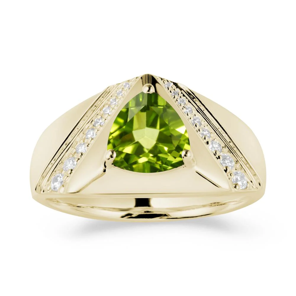 Trillion Cut Peridot Men Ring - Image 3