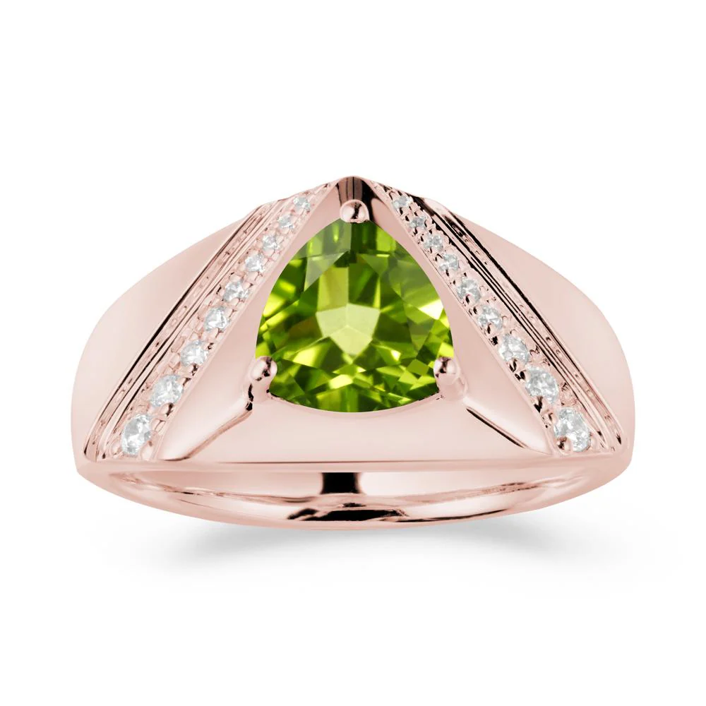 Trillion Cut Peridot Men Ring - Image 4