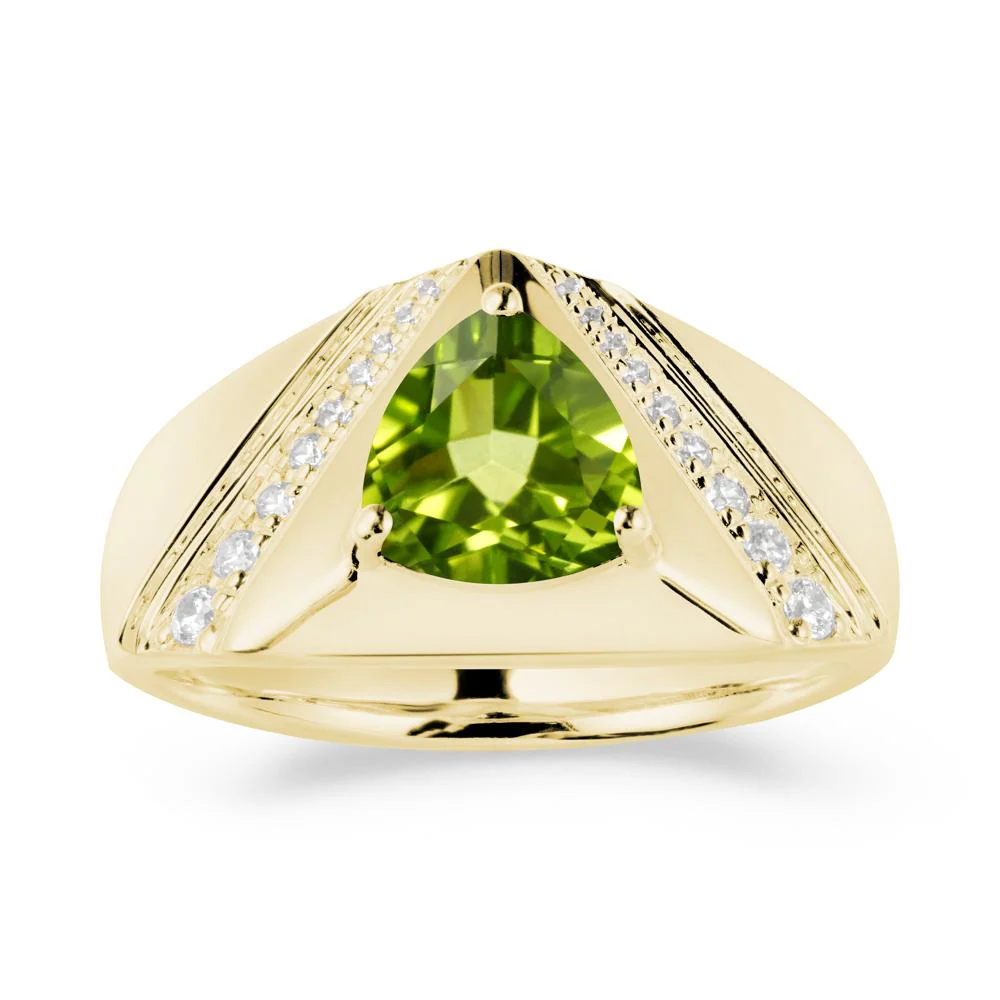 Trillion Cut Peridot Men Ring - Image 6