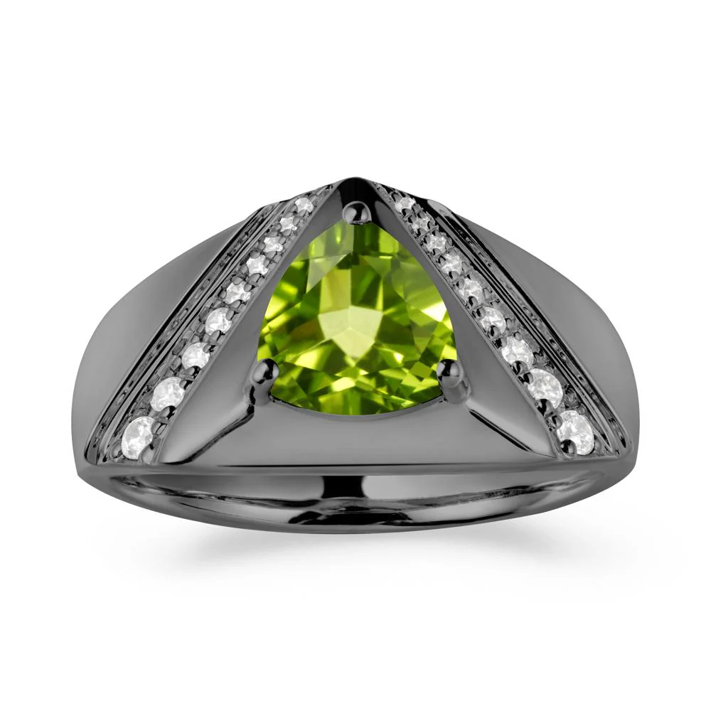 Trillion Cut Peridot Men Ring - Image 7