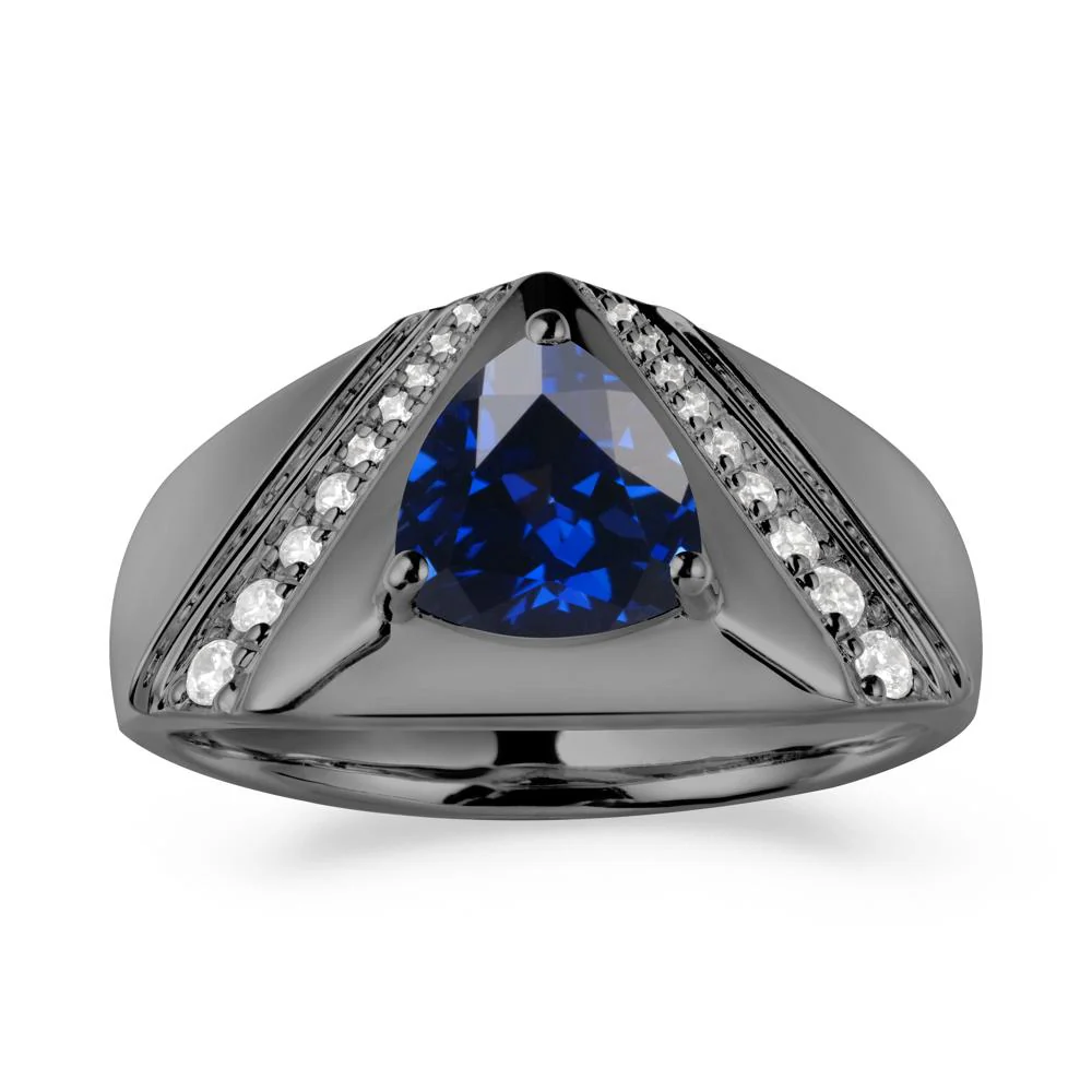 Men's Wide Band Trillion Sapphire Statement Ring
