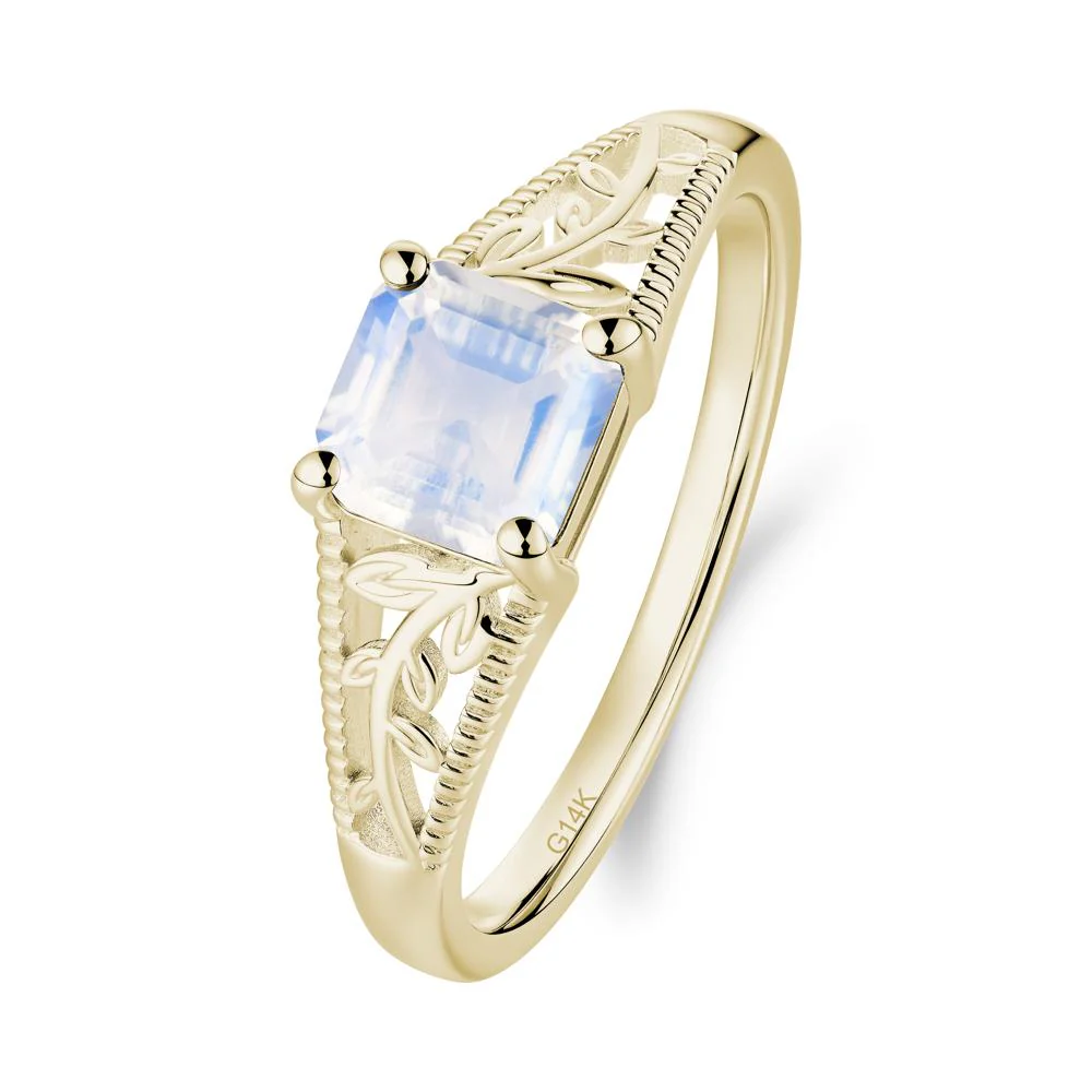 Milgrain and Filigree Leaf Moonstone Ring - Image 2
