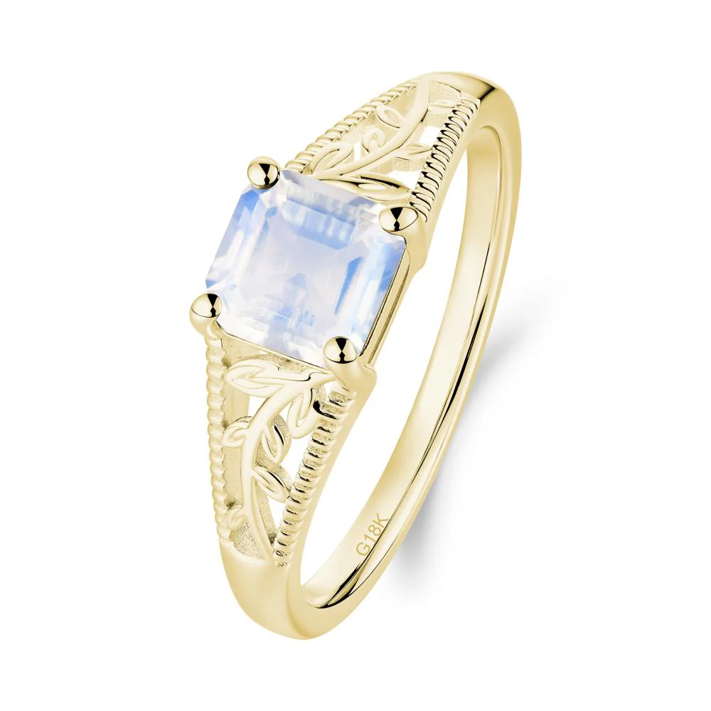 Milgrain and Filigree Leaf Moonstone Ring - Image 5