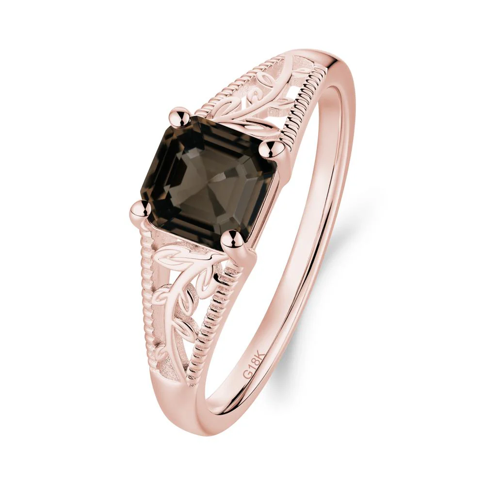Milgrain and Filigree Leaf Smoky Quartz Ring - Image 2