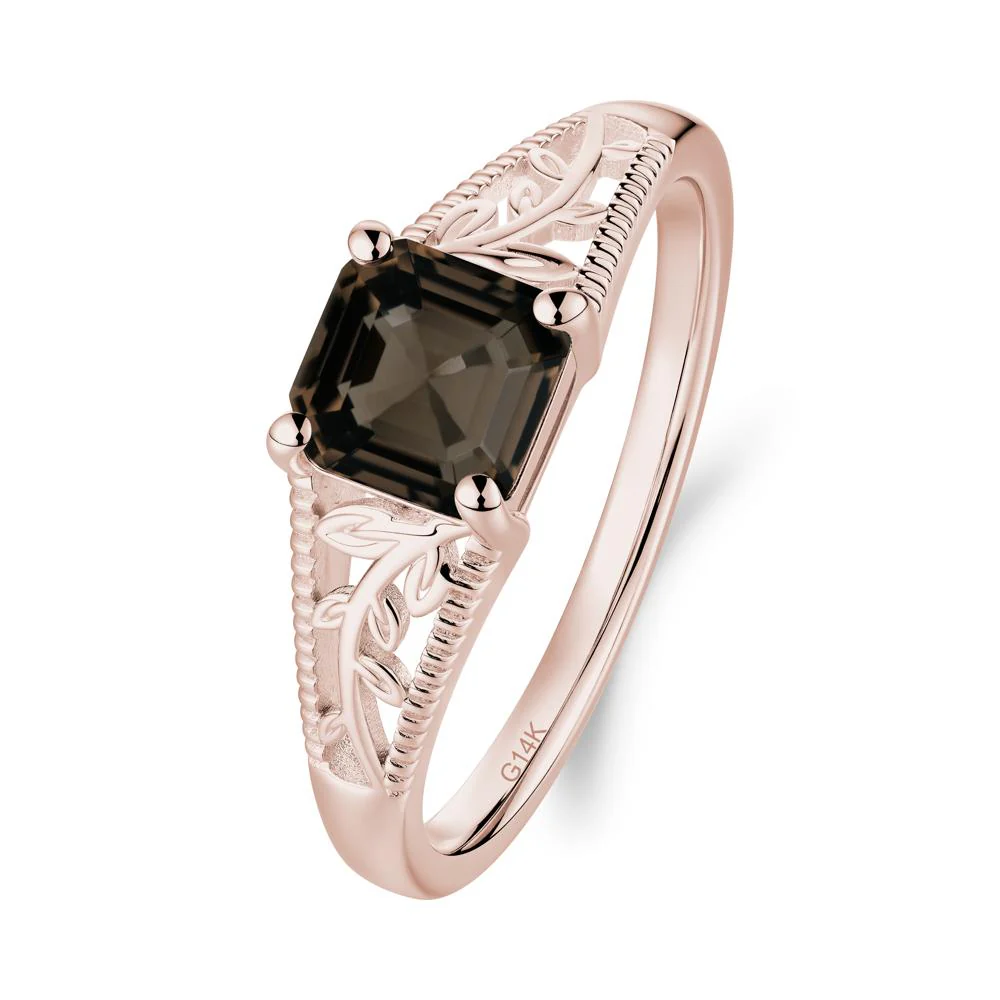 Milgrain and Filigree Leaf Smoky Quartz Ring - Image 3