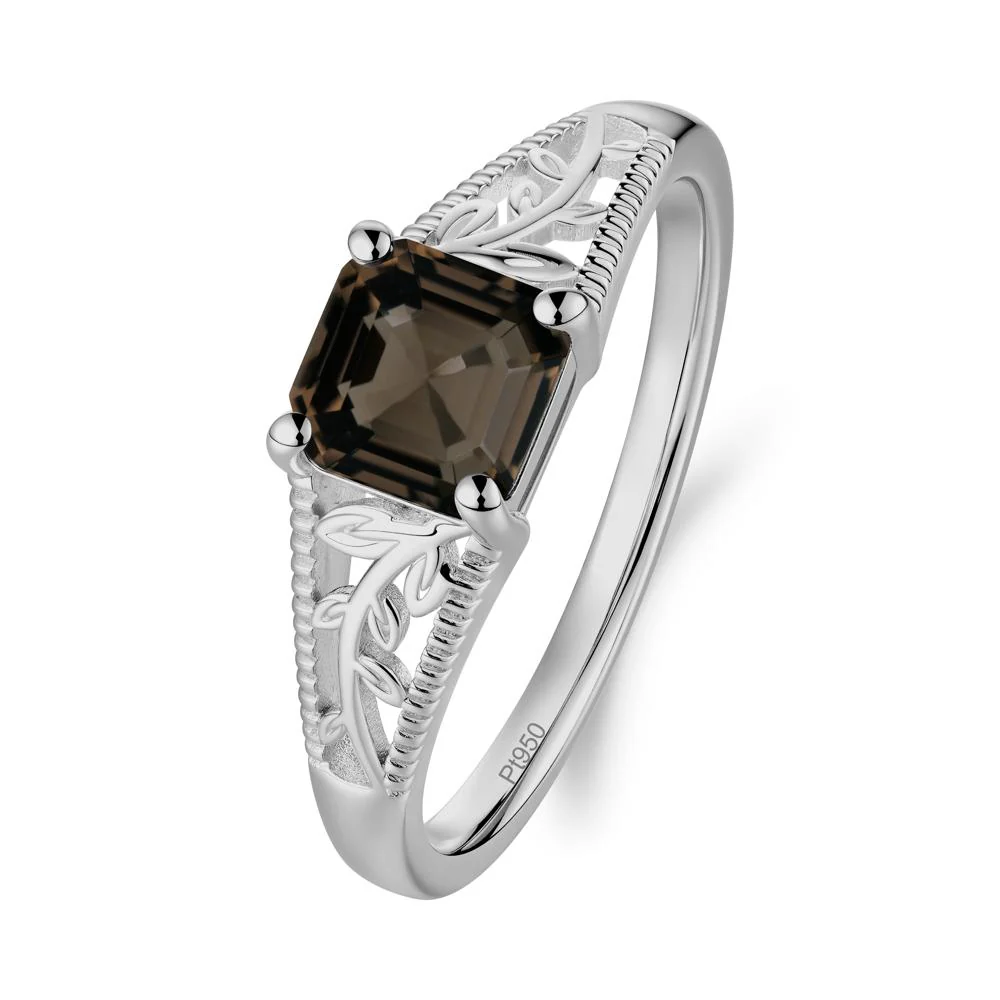 Milgrain and Filigree Leaf Smoky Quartz Ring - Image 9