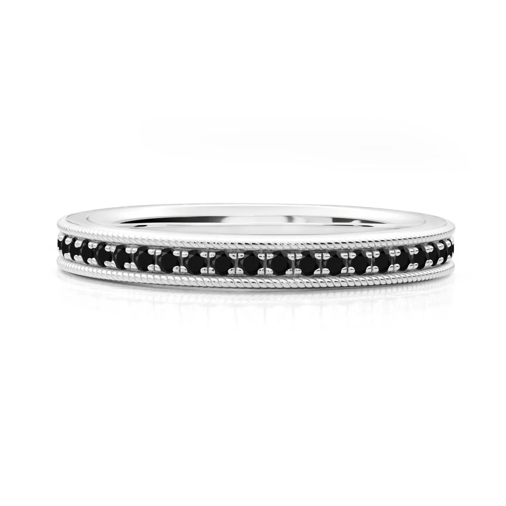 Milgrain Black Spinel Wedding Band - Image 2