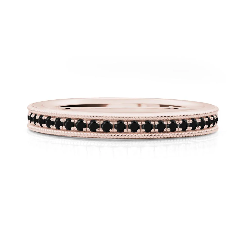 Milgrain Black Spinel Wedding Band - Image 3