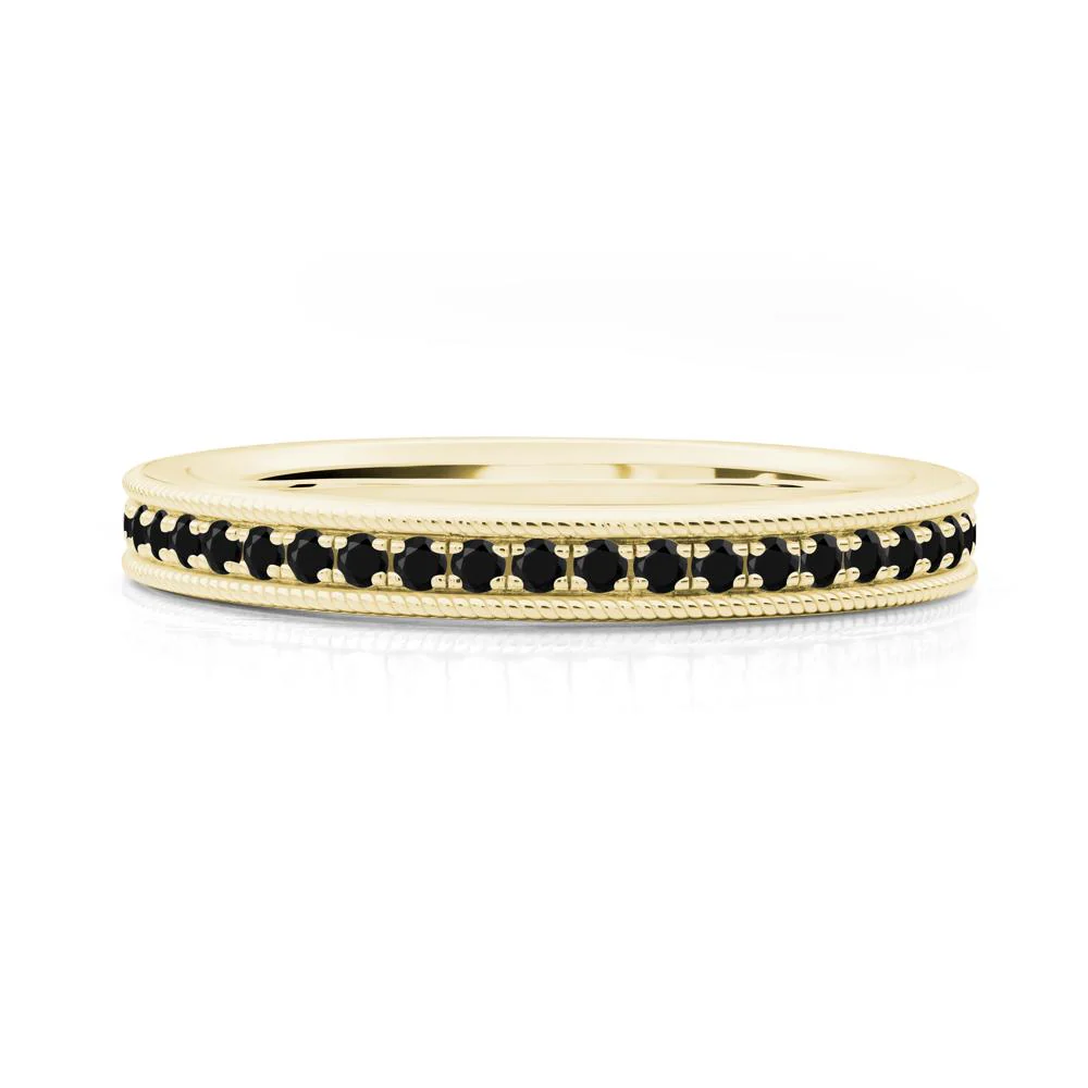 Milgrain Black Spinel Wedding Band - Image 8