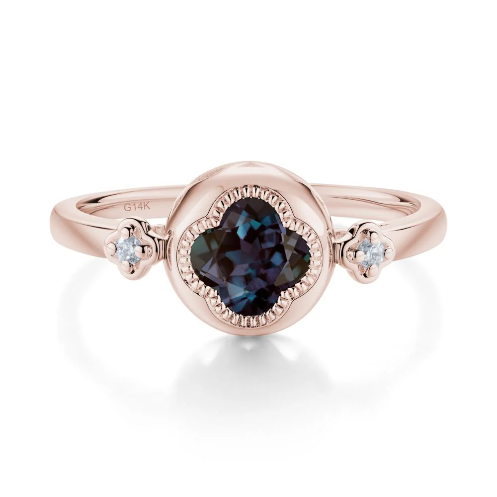 Milgrain Clover Cut Alexandrite Ring - Image 3