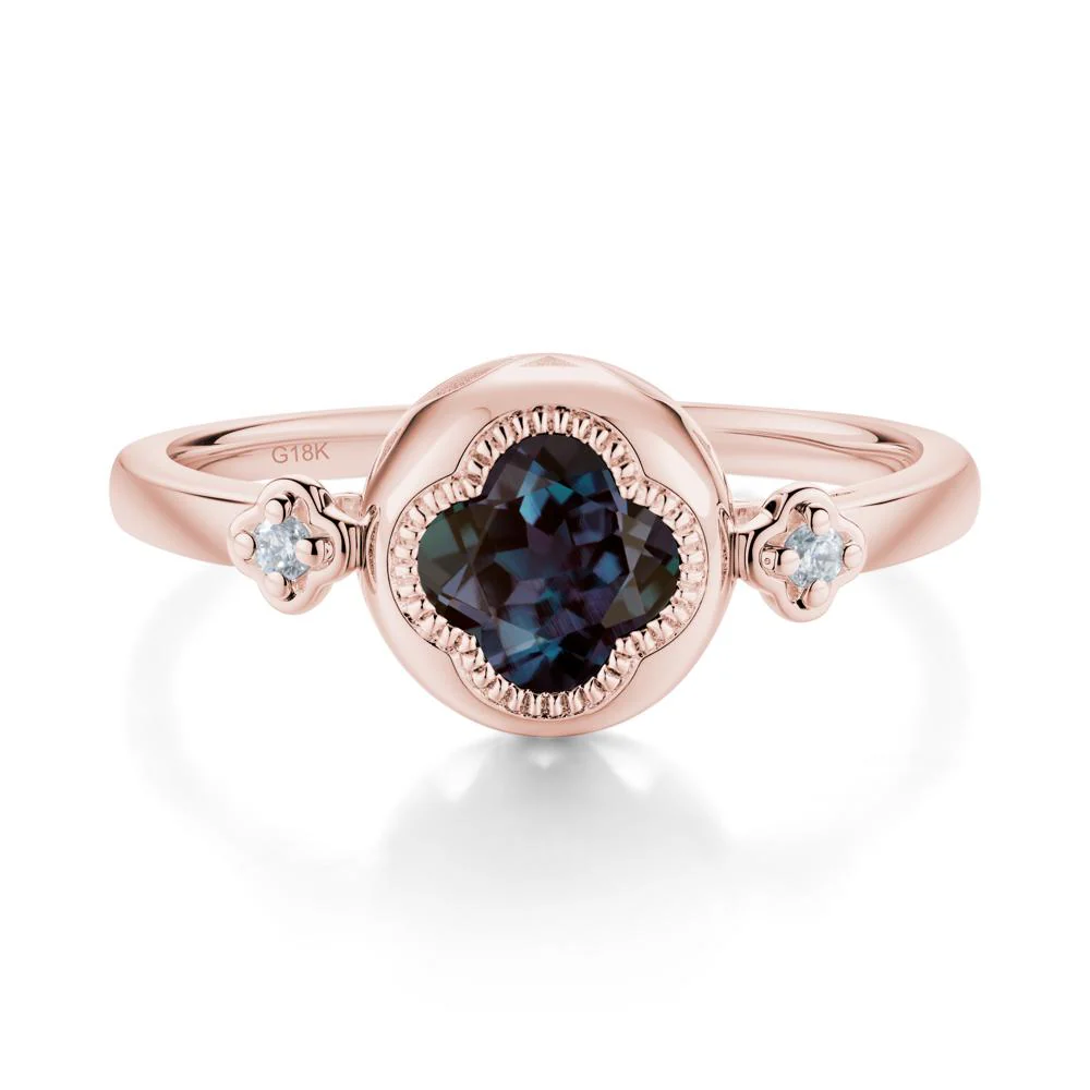Milgrain Clover Cut Alexandrite Ring - Image 4