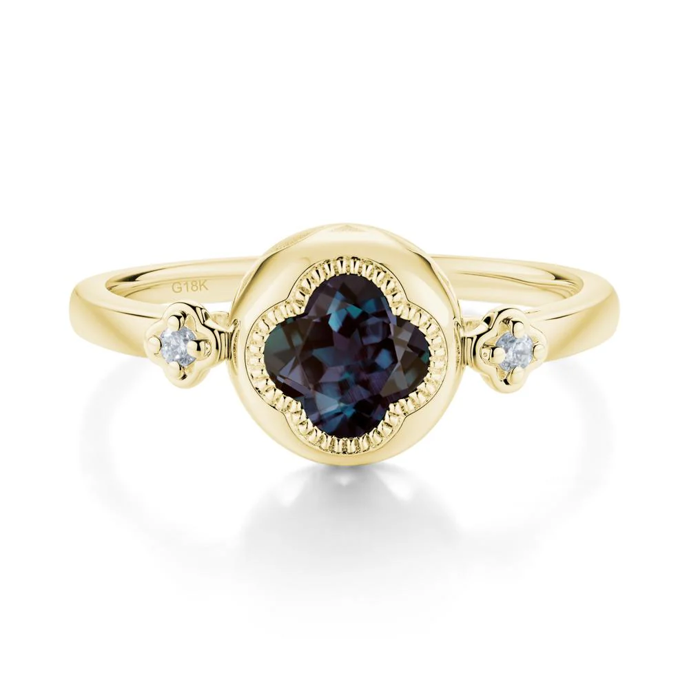 Milgrain Clover Cut Alexandrite Ring - Image 5
