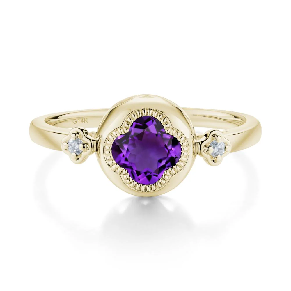 Milgrain Clover Cut Amethyst Ring - Image 5