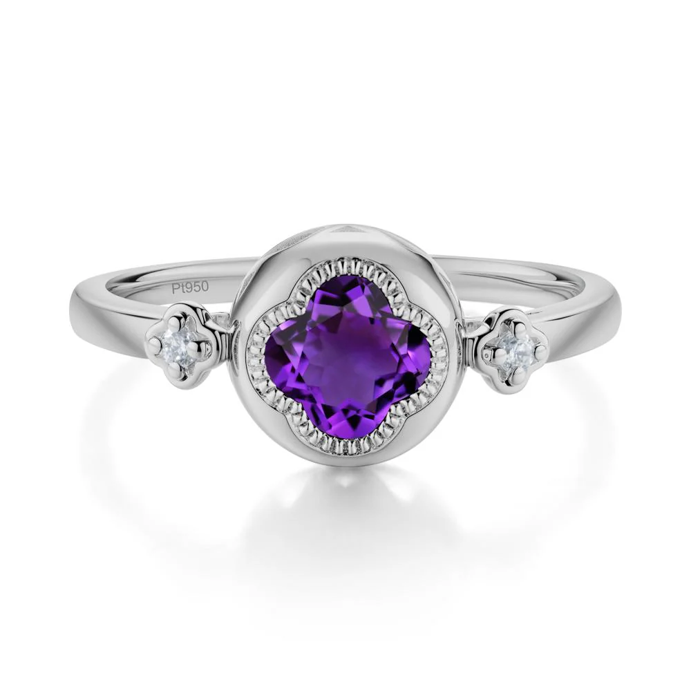Milgrain Clover Cut Amethyst Ring - Image 8