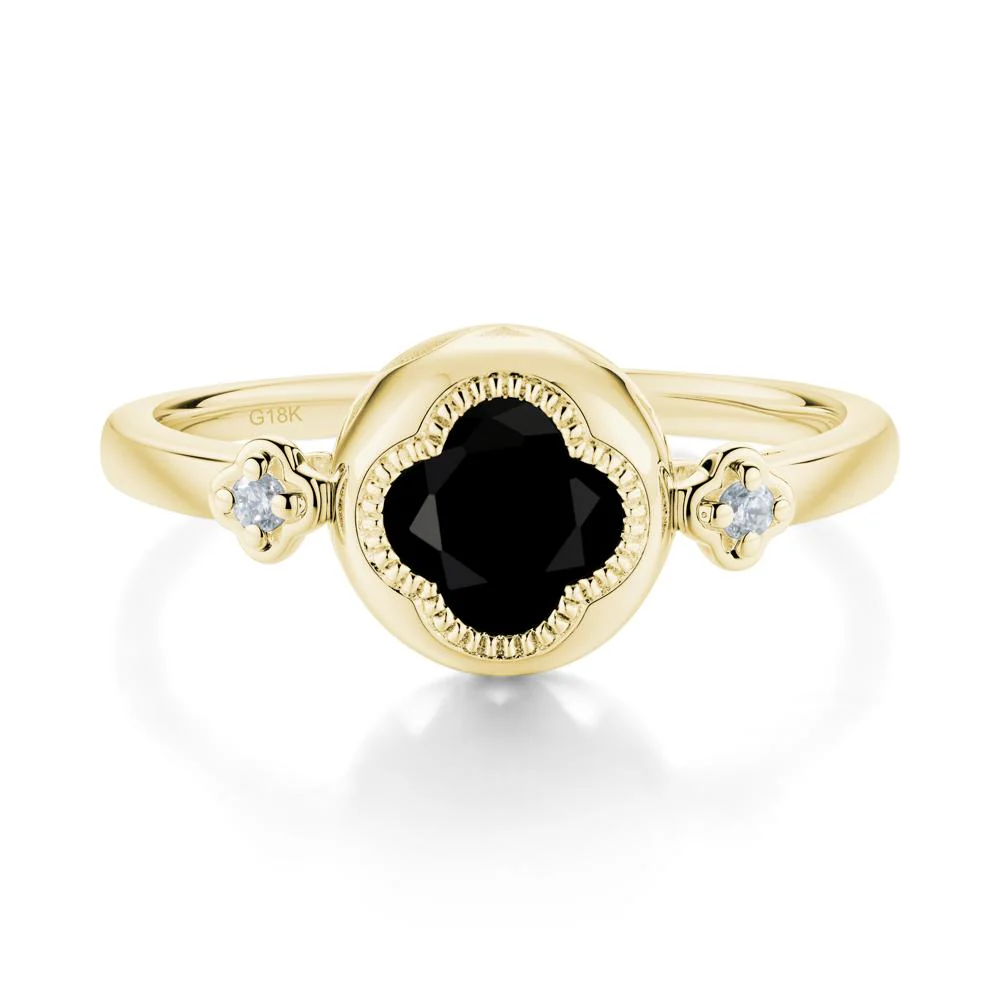 Milgrain Clover Cut Black Spinel Ring - Image 5