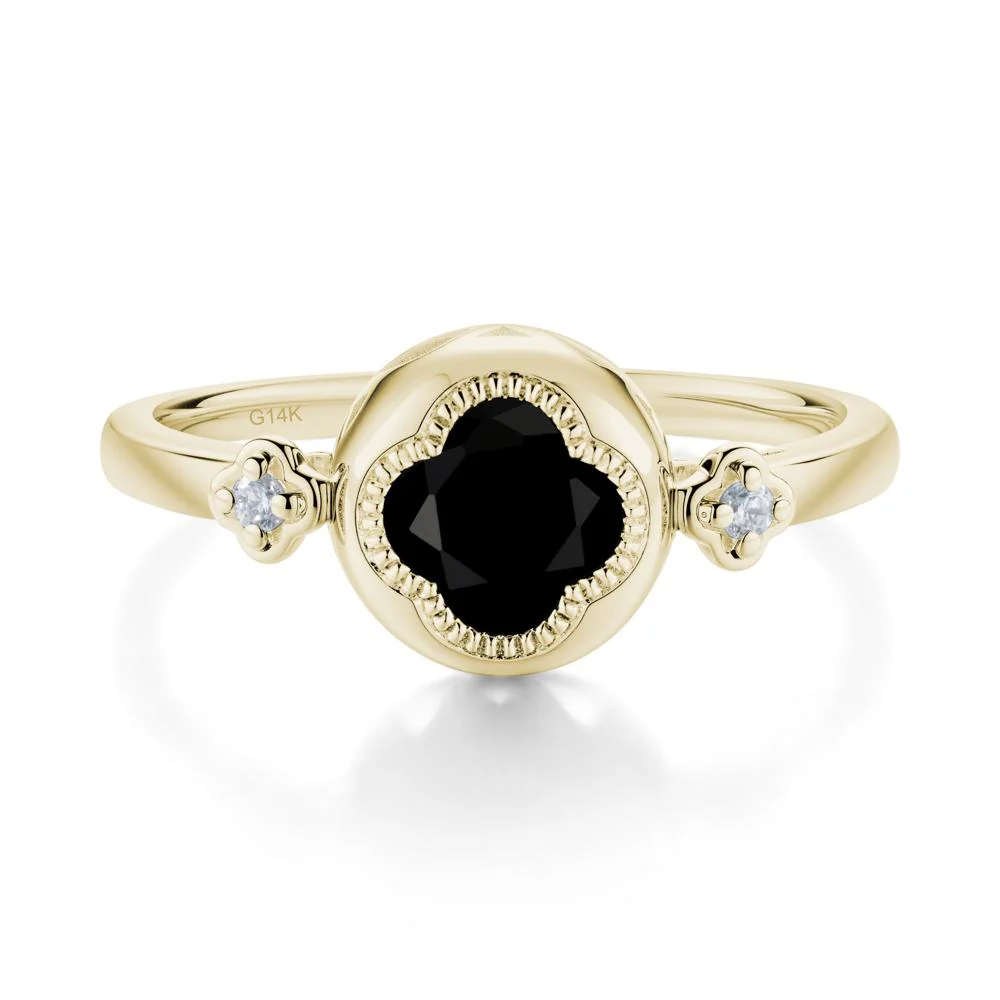 Milgrain Clover Cut Black Spinel Ring - Image 7