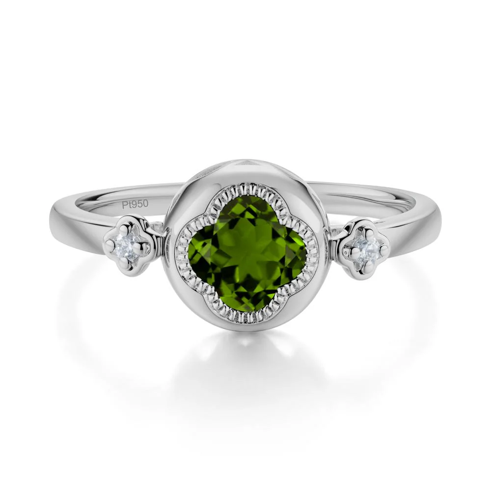 Milgrain Clover Cut Diopside Ring - Image 5