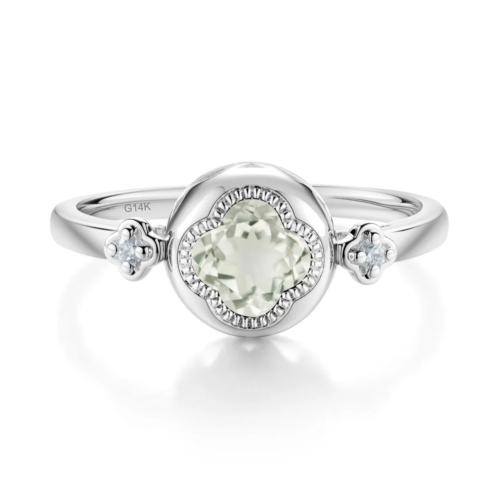 Milgrain Clover Cut Green Amethyst Ring - Image 5