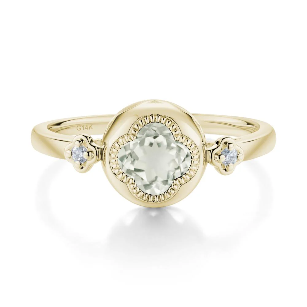 Milgrain Clover Cut Green Amethyst Ring - Image 8