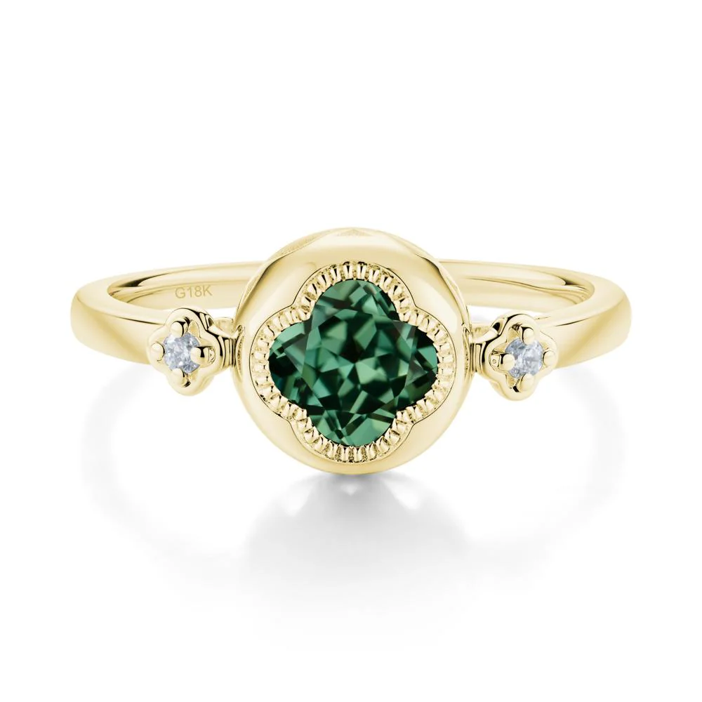 Milgrain Clover Cut Green Sapphire Ring - Image 6