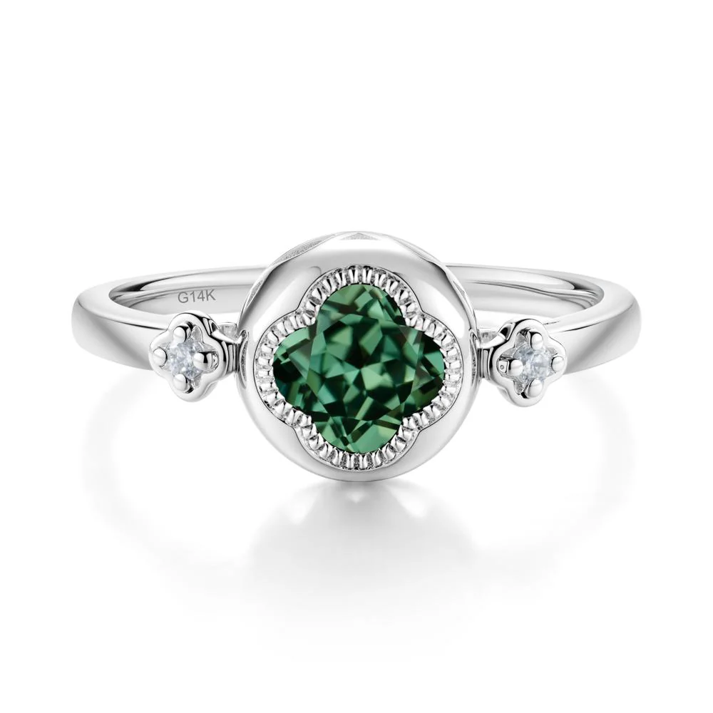 Milgrain Clover Cut Green Sapphire Ring - Image 8