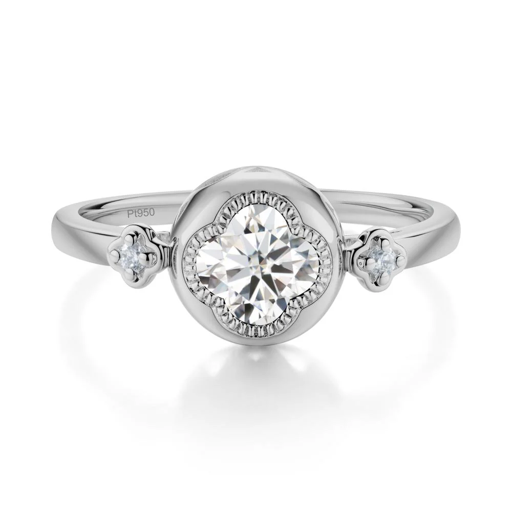 Milgrain Clover Cut Moissanite Ring