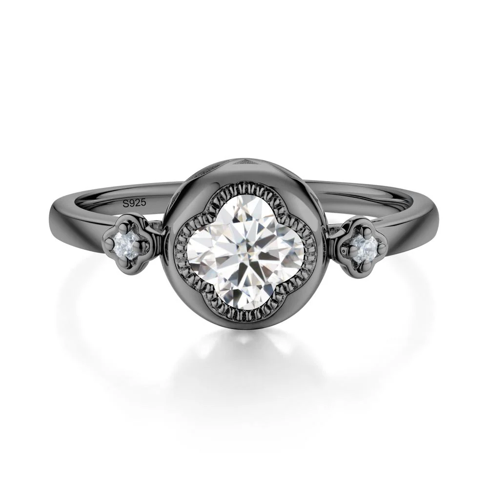 Milgrain Clover Cut Moissanite Ring - Image 2