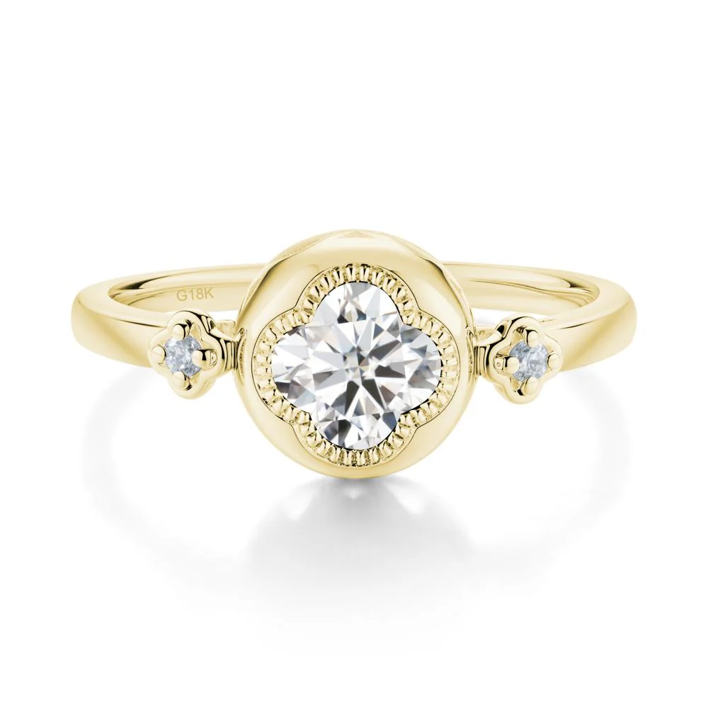 Milgrain Clover Cut Moissanite Ring - Image 6