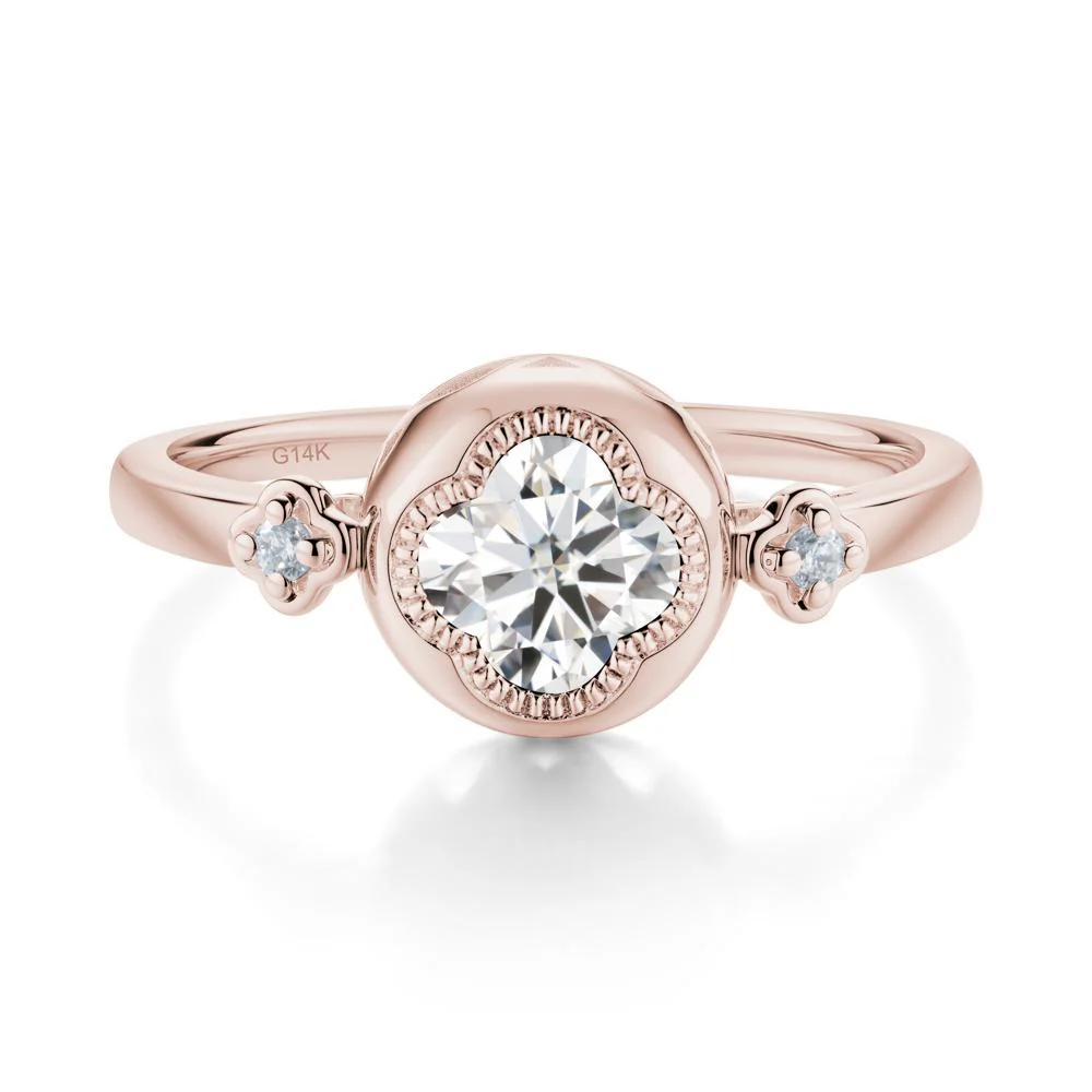 Milgrain Clover Cut Moissanite Ring - Image 8