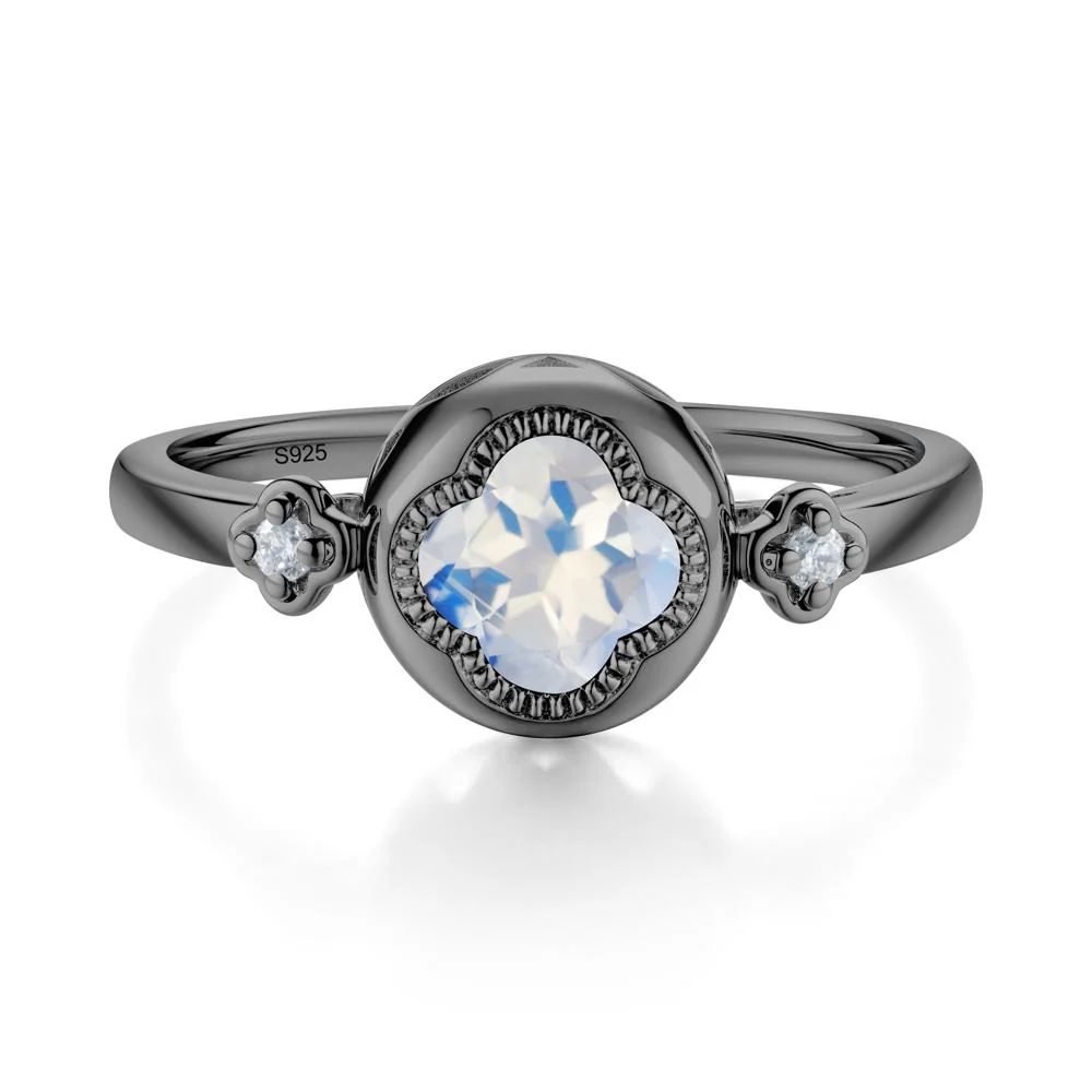 Milgrain Clover Cut Moonstone Ring - Image 3