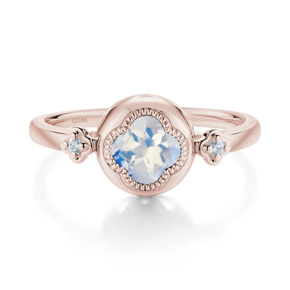 Milgrain Clover Cut Moonstone Ring - Image 6