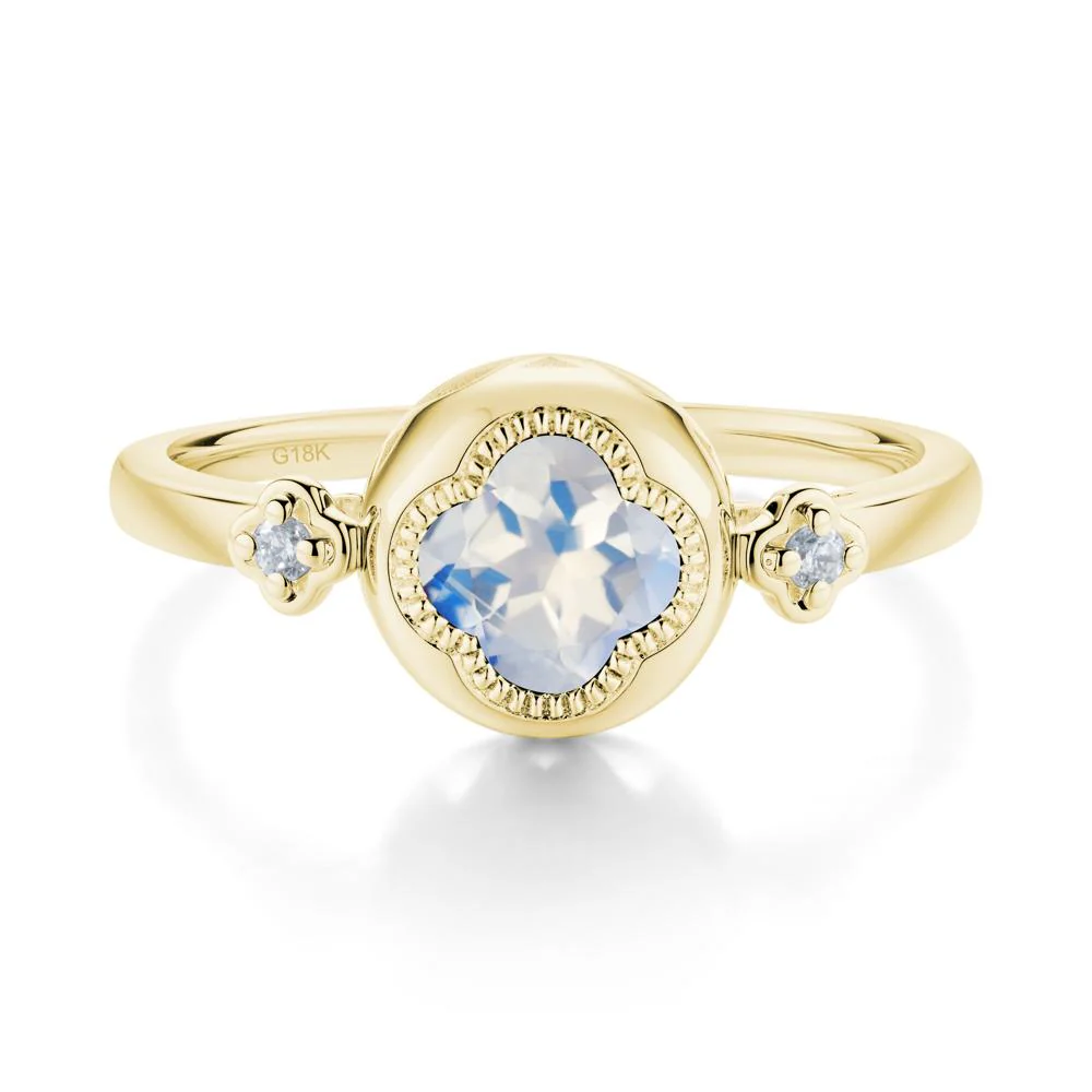 Milgrain Clover Cut Moonstone Ring - Image 7